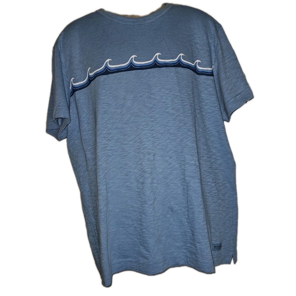 Life Is Good T-Shirt Mens XL Graphic Print Waves Blue Heather Costal Beach